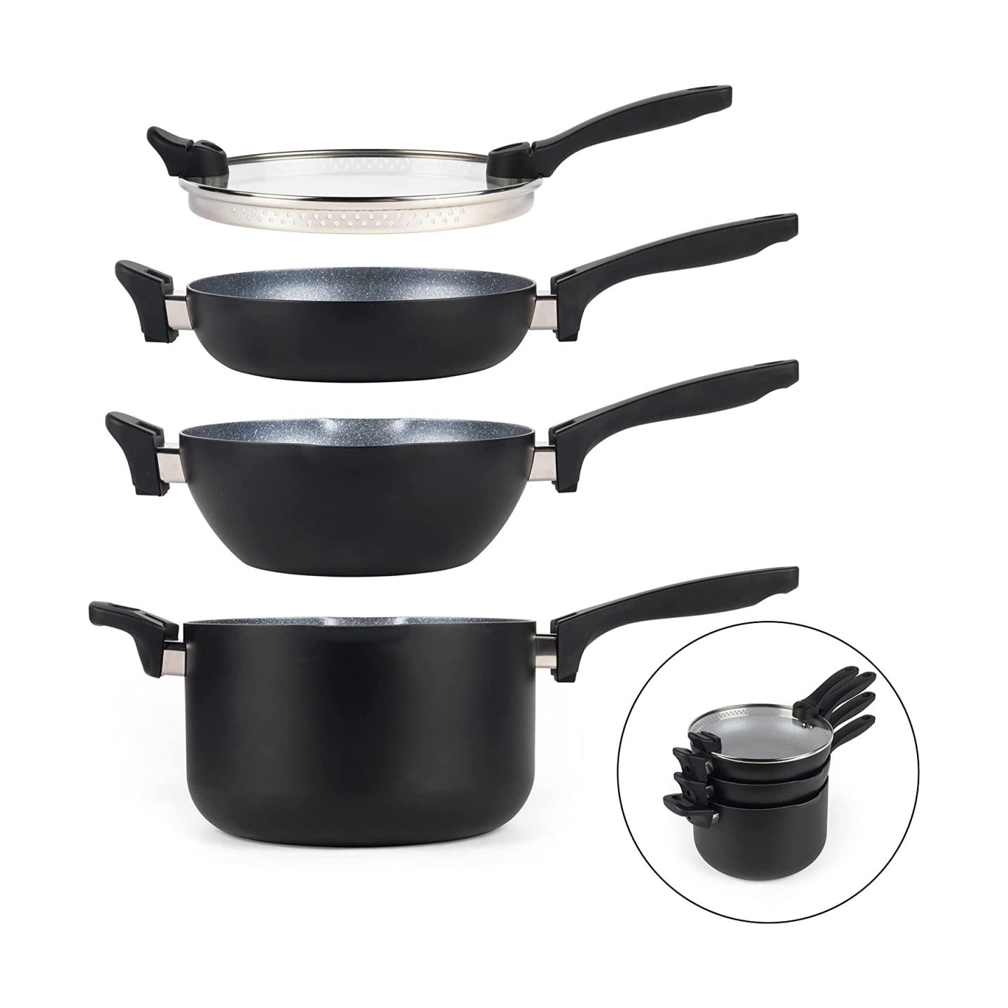 Russell Hobbs RH01840EU7 Stackable metallic marble pan set 4pcs