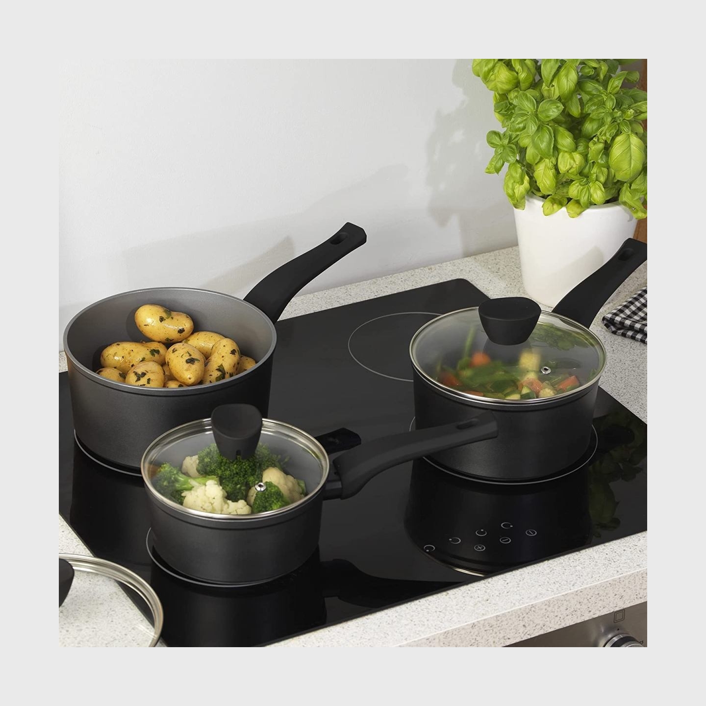 Russell Hobbs RH01706EU Pearlised saucepan set 3pcs