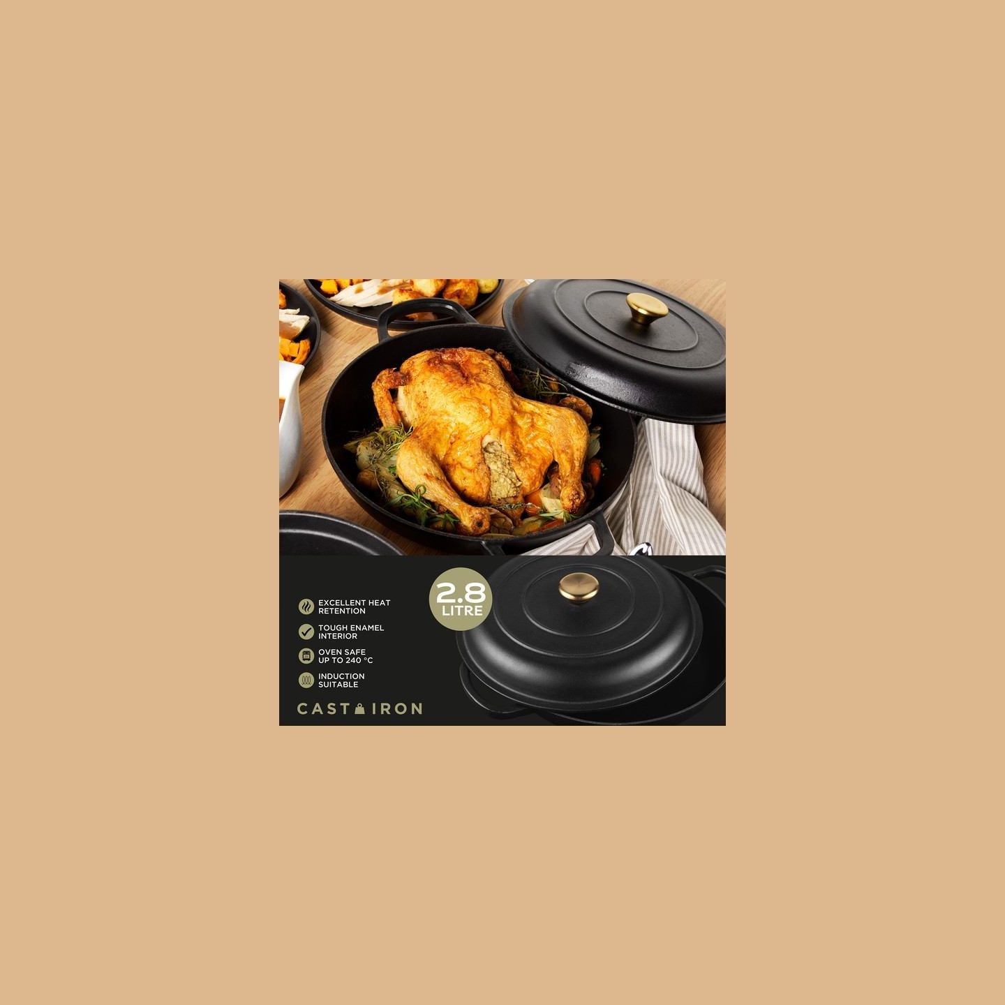 Russell Hobbs RH02525BEU7 Cast iron casserole 30cm black