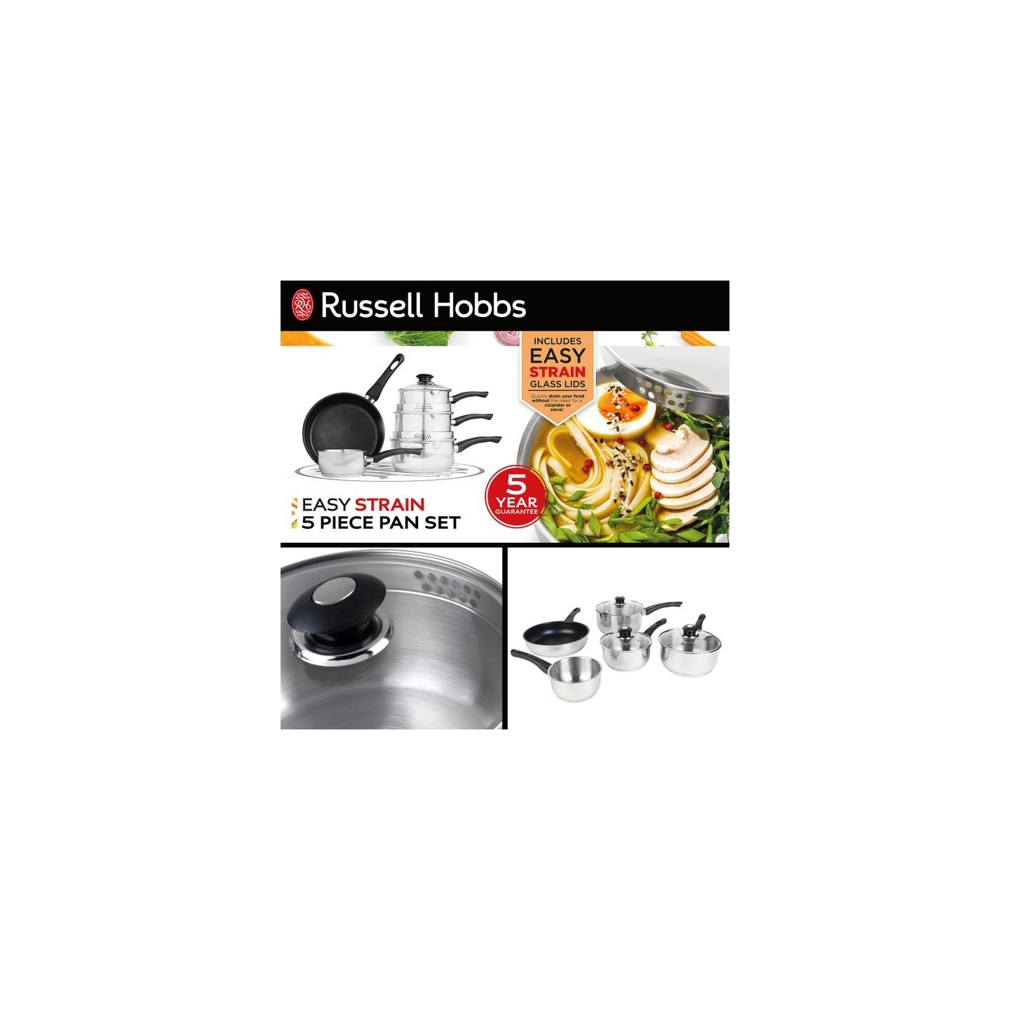 Russell Hobbs RH00543EU7 Easy Strain Pan Set 5pcs