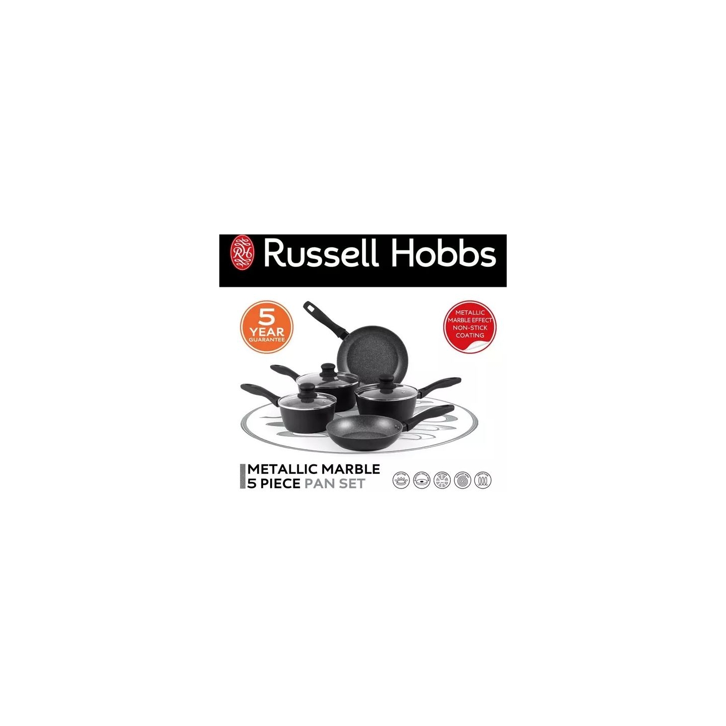 Russell Hobbs RH028141EU7 Metallic Marble 5pcs pan set