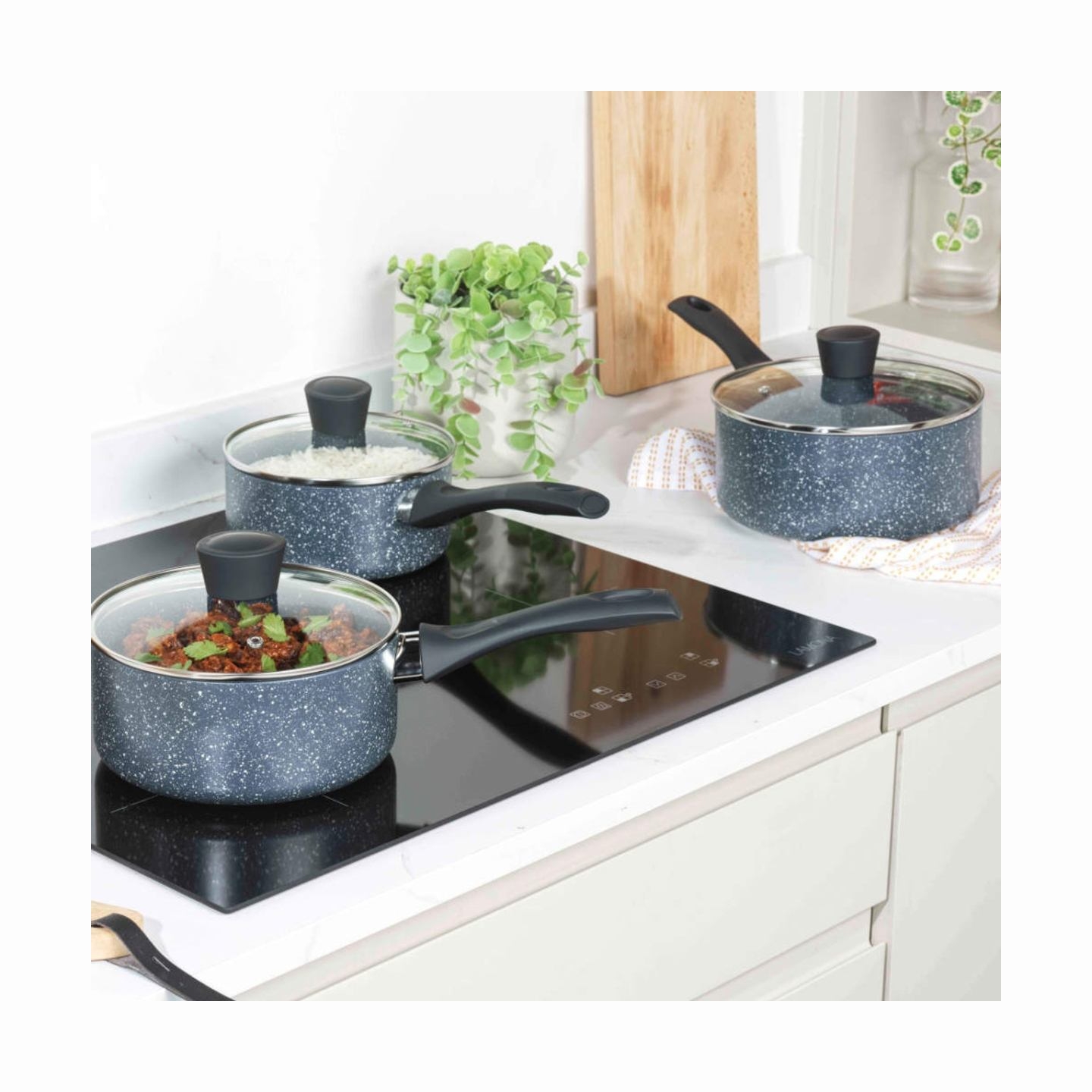 Russell Hobbs RH00847EU7 Nightfall Stone 3-Piece Saucepan Set