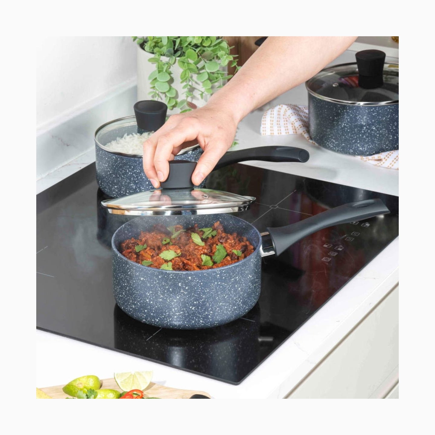 Russell Hobbs RH00847EU7 Nightfall Stone 3-Piece Saucepan Set