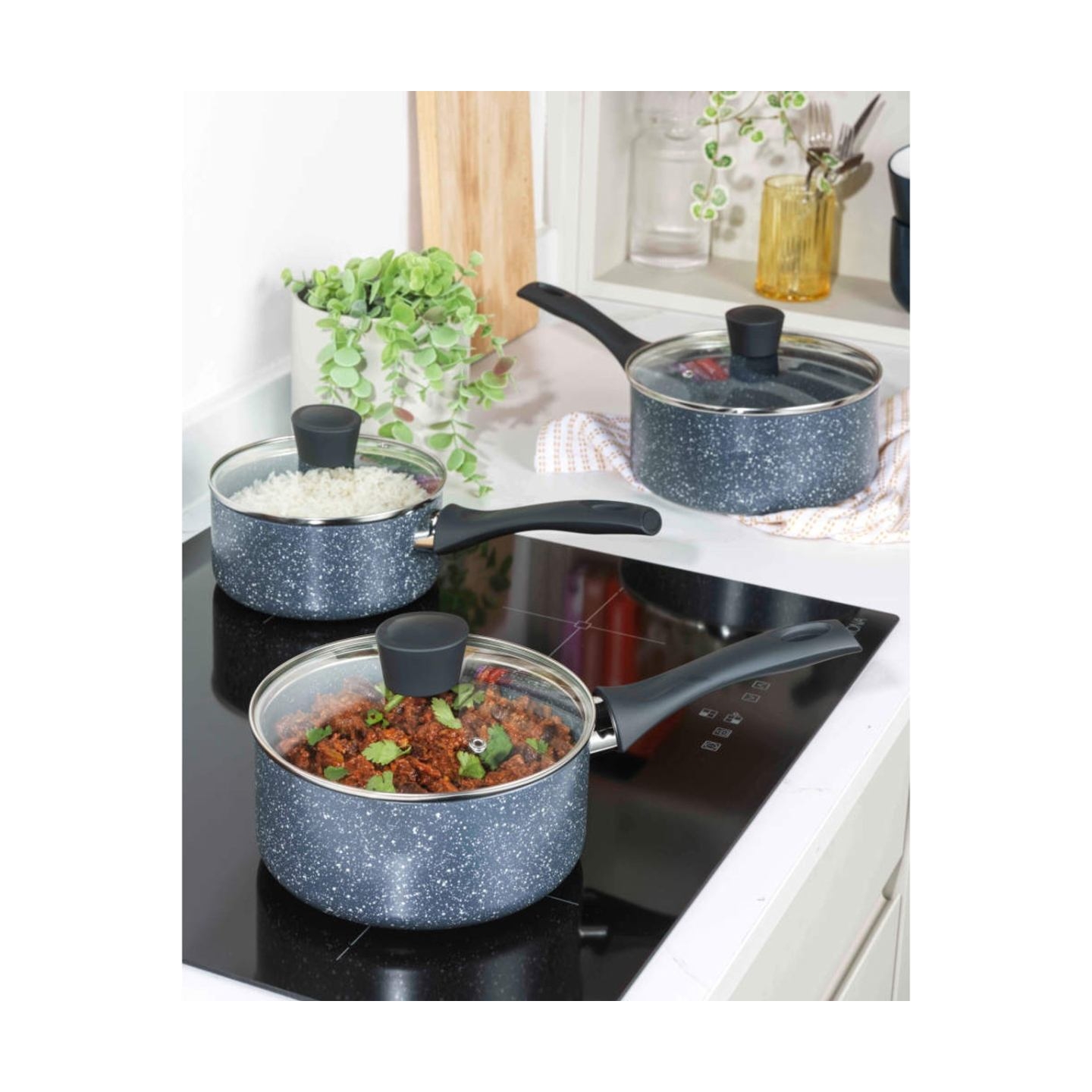 Russell Hobbs RH00847EU7 Nightfall Stone 3-Piece Saucepan Set