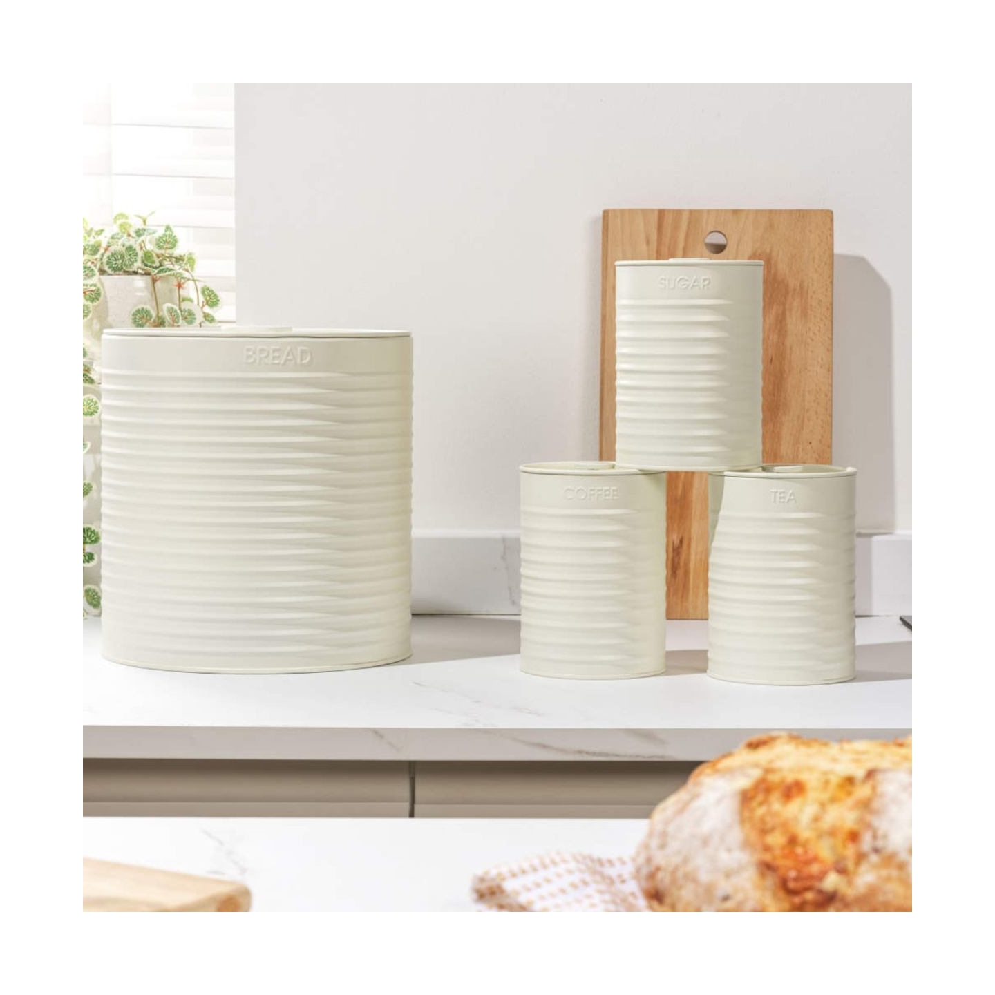 Russell Hobbs RH03270CEU7 Ribbed 4-Piece Countertop Set - Cream