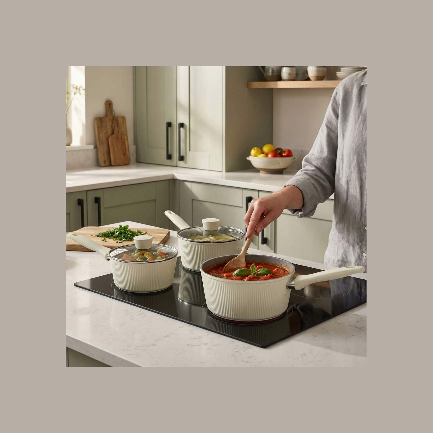 Russell Hobbs RH03866C Cote 16 cm Saucepan, Cream