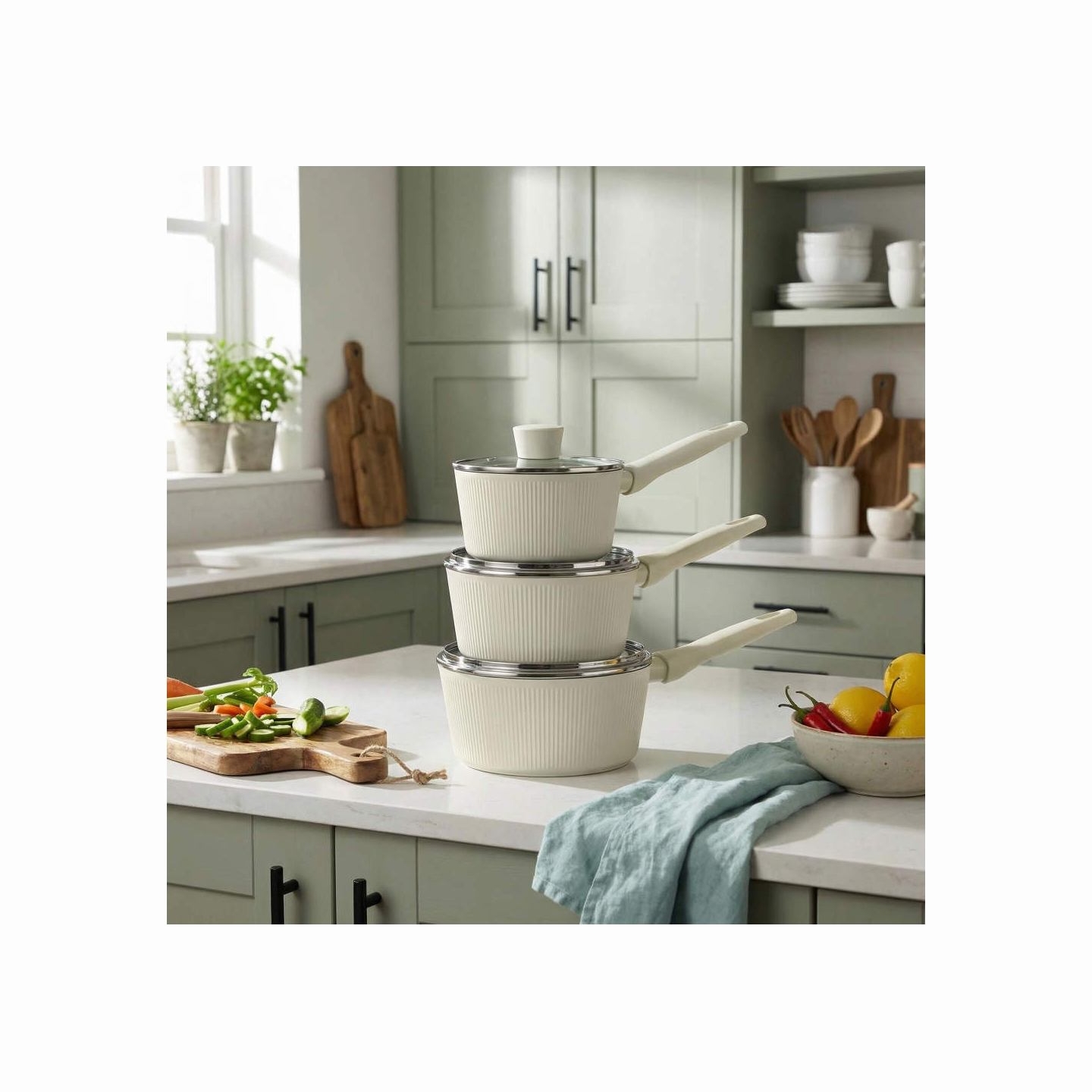 Russell Hobbs RH03867C Cote 18 cm Saucepan, Cream
