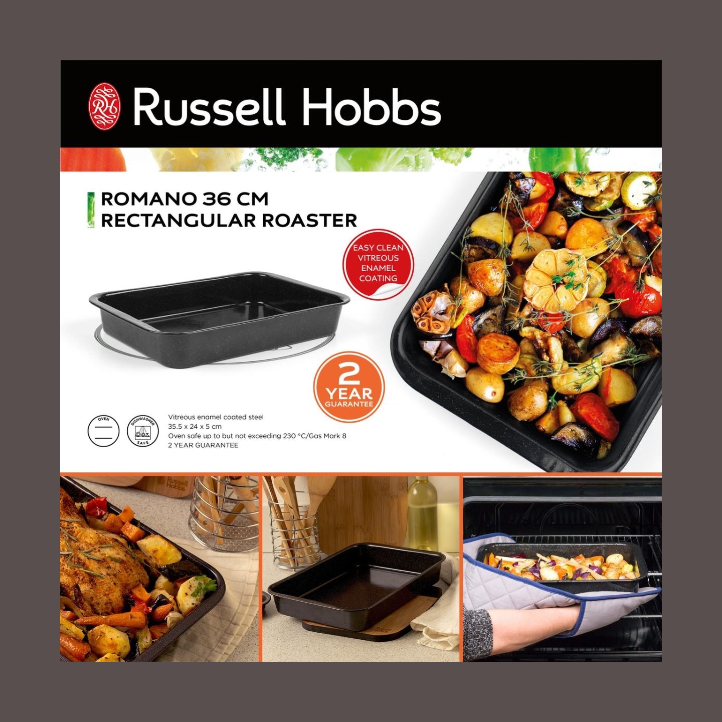 Russell Hobbs CW126112EU Romano 36cm Rectangular Roaster