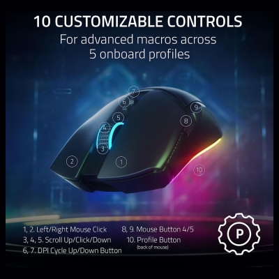 Razer Cobra Pro Wireless Gaming Mouse, Razer Focus Pro 30K Optical Sensor, 30000 DPI, Optical Mouse Switches Gen-3, 77g Weight, 