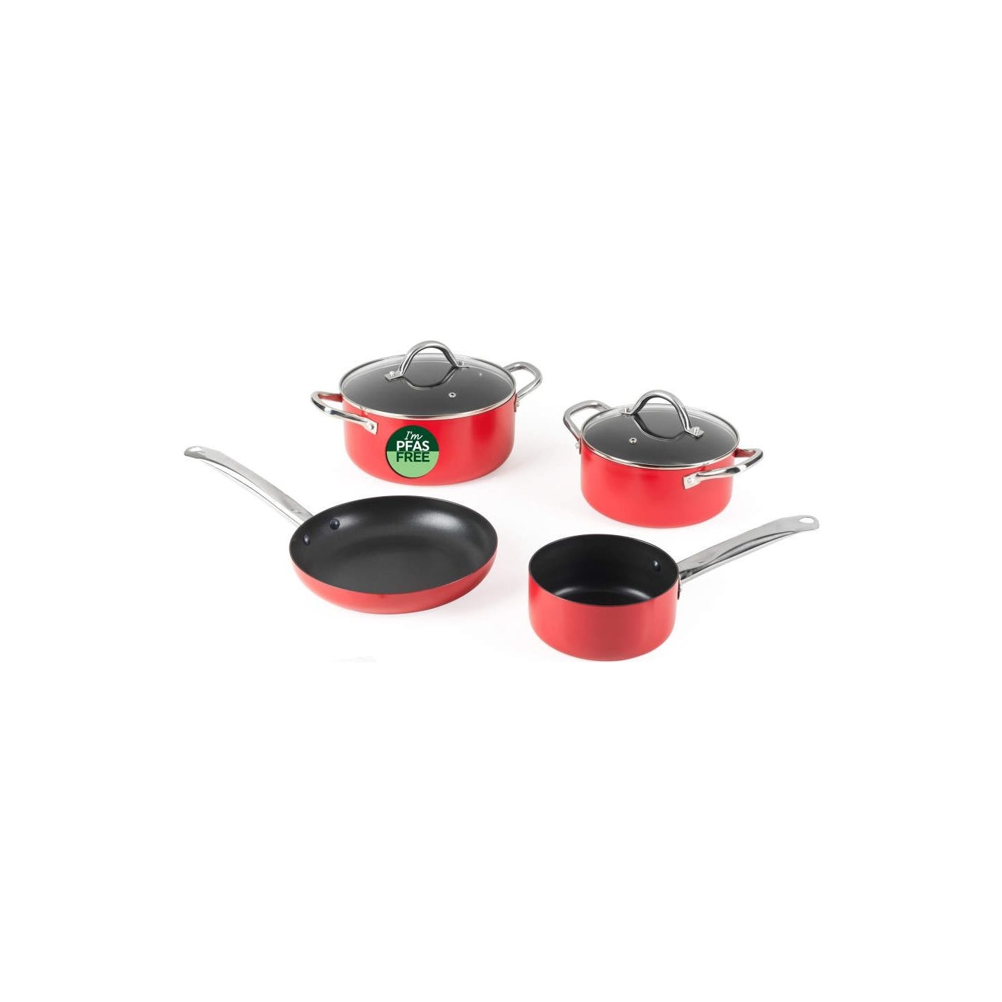 Russell Hobbs RH03821 Riviera 4-Piece Pan Set, Red