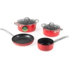 Russell Hobbs RH03821 Riviera 4-Piece Pan Set, Red