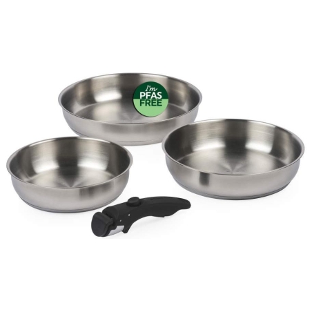 Russell Hobbs RH04033 Stainless Steel 4-Piece Smart Clip Fry Pan Set