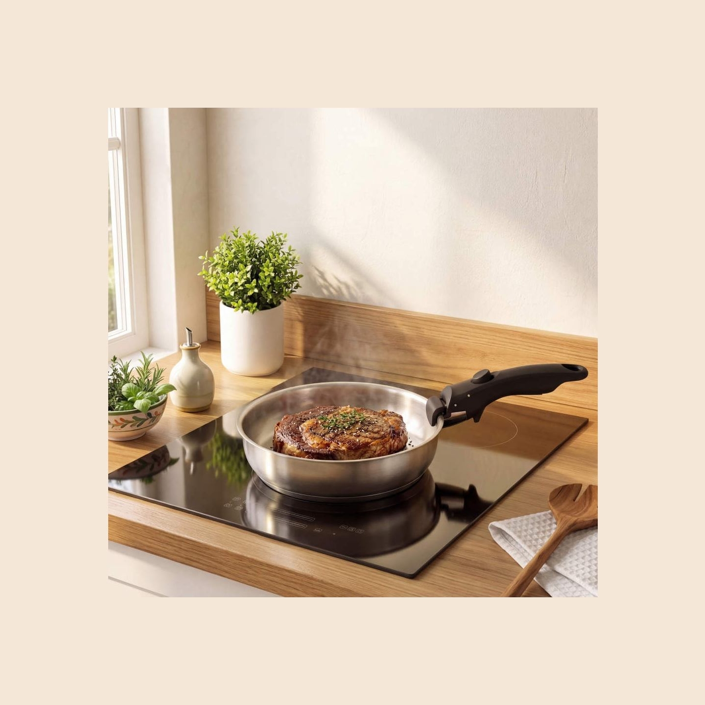 Russell Hobbs RH04033 Stainless Steel 4-Piece Smart Clip Fry Pan Set