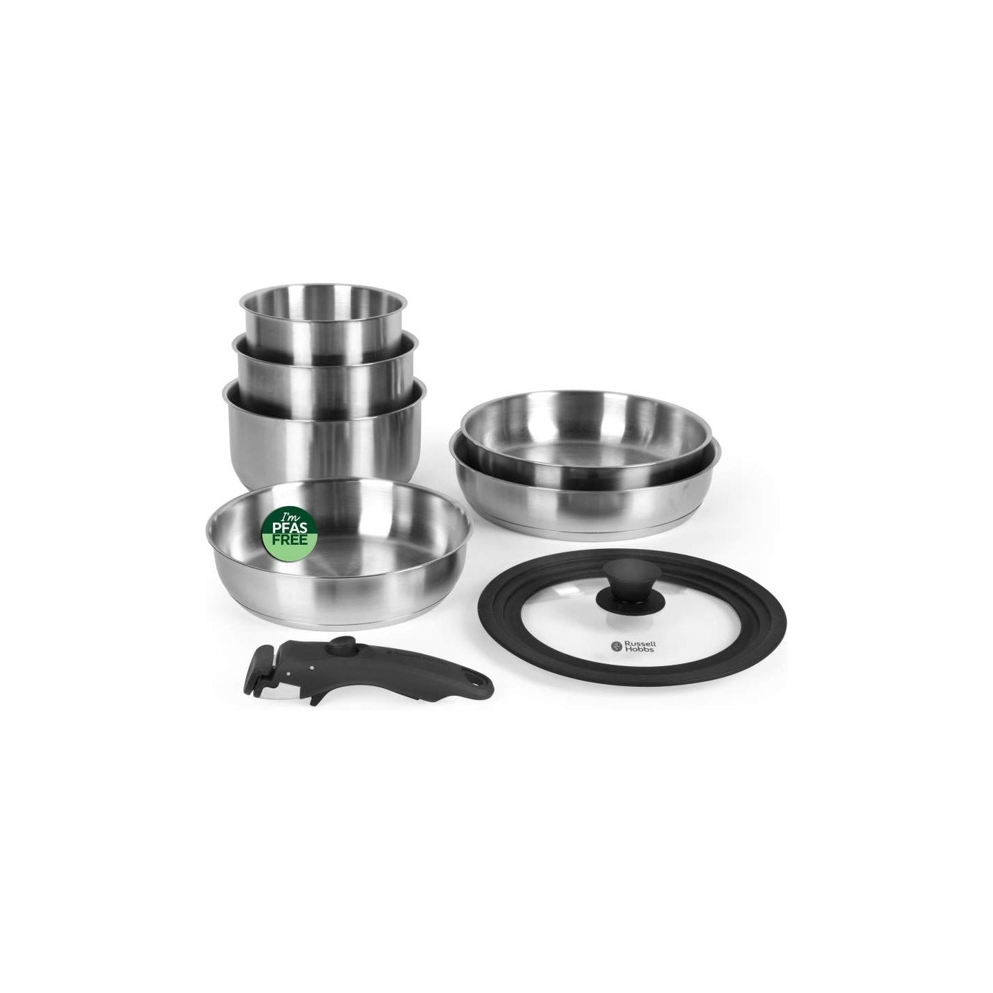 Russell Hobbs RH04041 Stainless Steel 8 Piece Smart Clip Cookware Set