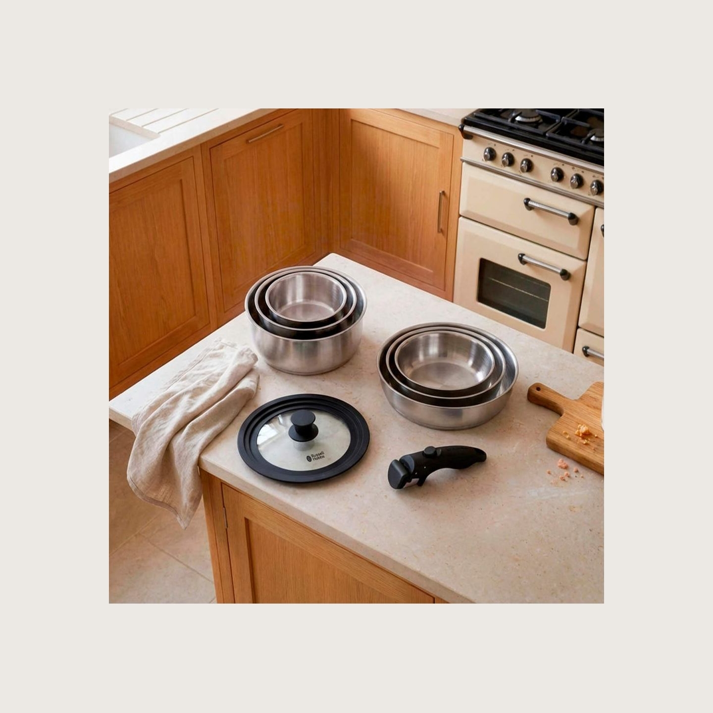 Russell Hobbs RH04041 Stainless Steel 8 Piece Smart Clip Cookware Set