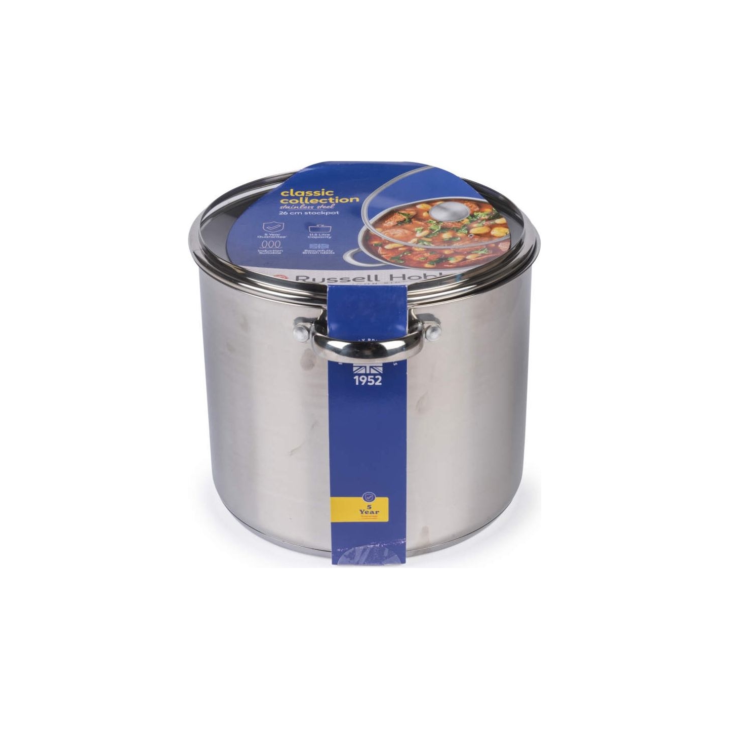 Russell Hobbs RH03801EU7 Classic Collection 26 cm 11.5L Stockpot ,Stainless Steel