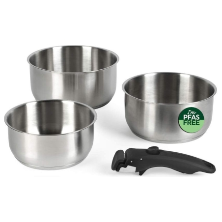 Russell Hobbs RH04034 Stainless Steel 4-Piece Smart Clip Saucepan Set