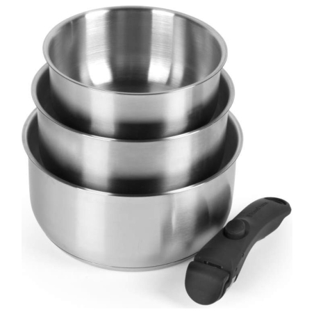 Russell Hobbs RH04034 Stainless Steel 4-Piece Smart Clip Saucepan Set