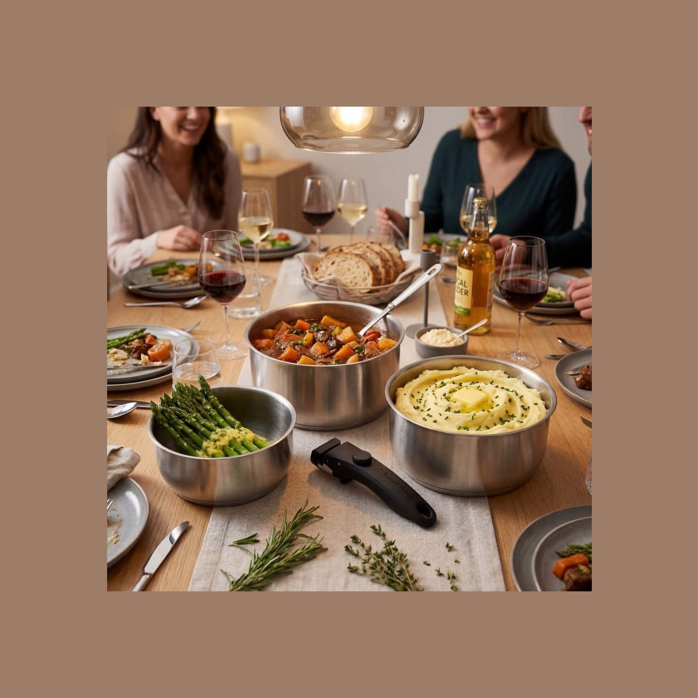 Russell Hobbs RH04034 Stainless Steel 4-Piece Smart Clip Saucepan Set