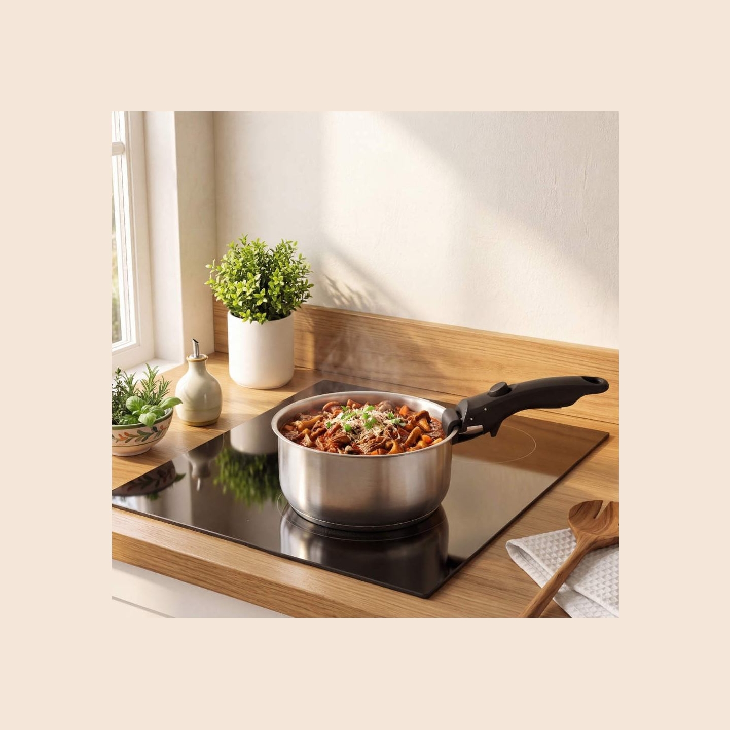 Russell Hobbs RH04034 Stainless Steel 4-Piece Smart Clip Saucepan Set
