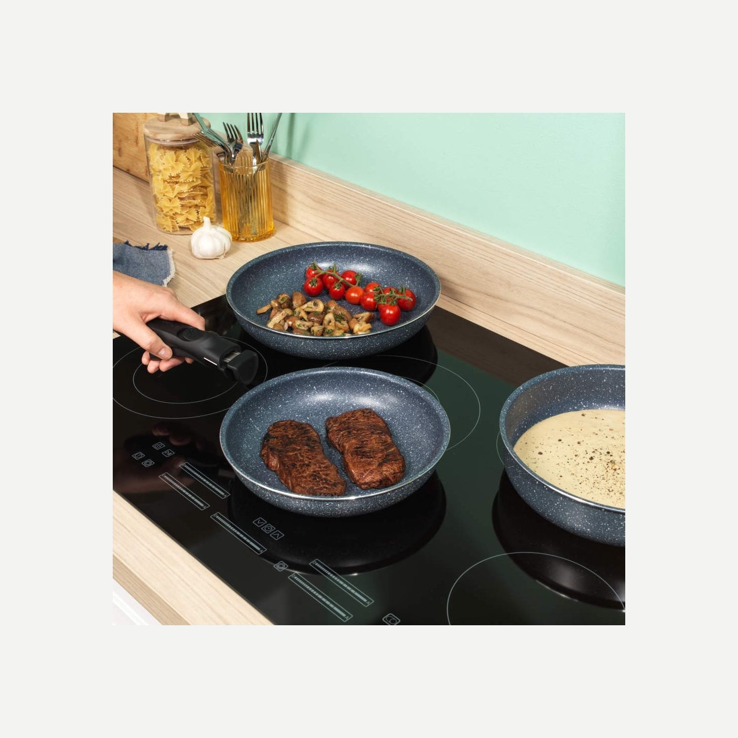 Russell Hobbs RH03297 Nightfall Stone 4-Piece Smart Clip Pan Set