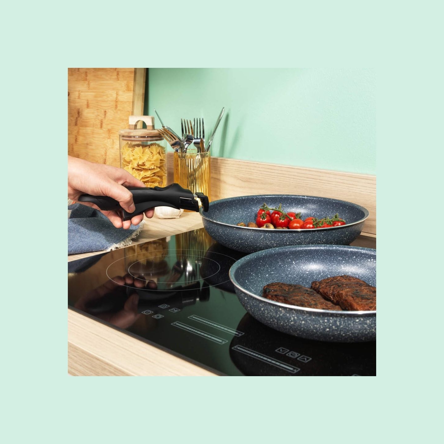 Russell Hobbs RH03297 Nightfall Stone 4-Piece Smart Clip Pan Set