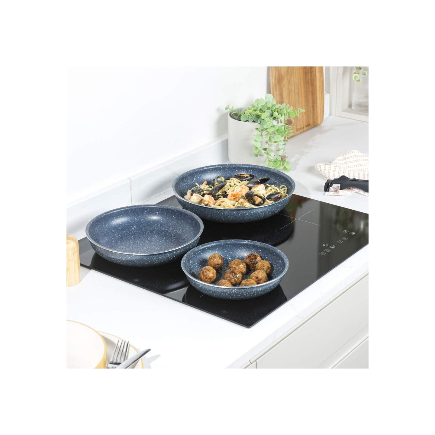 Russell Hobbs RH03293EU7 Nightfall Stone 4-Piece Smart Clip Fry Pan Set
