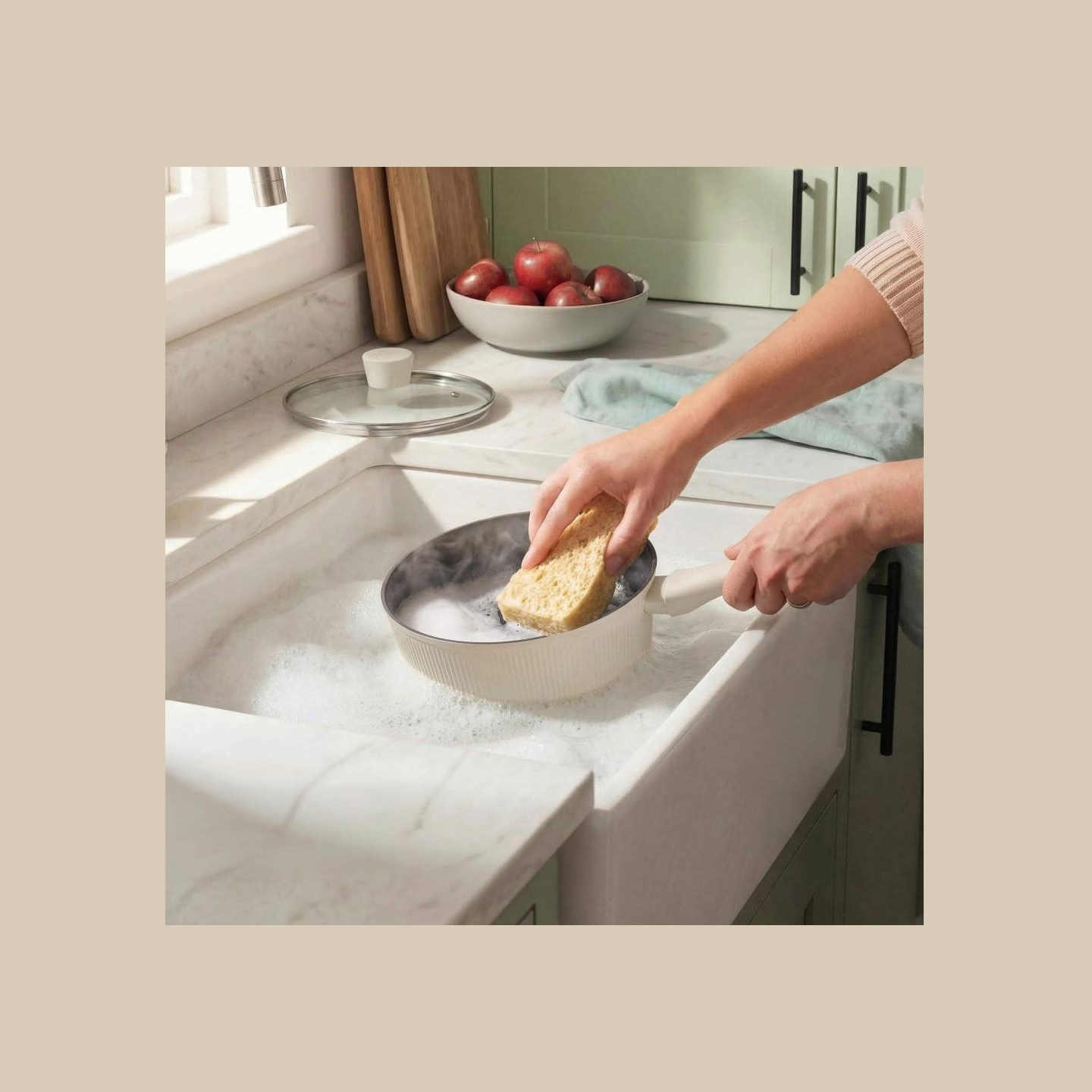Russell Hobbs RH03871C Cote 28 cm Saute Pan, Cream