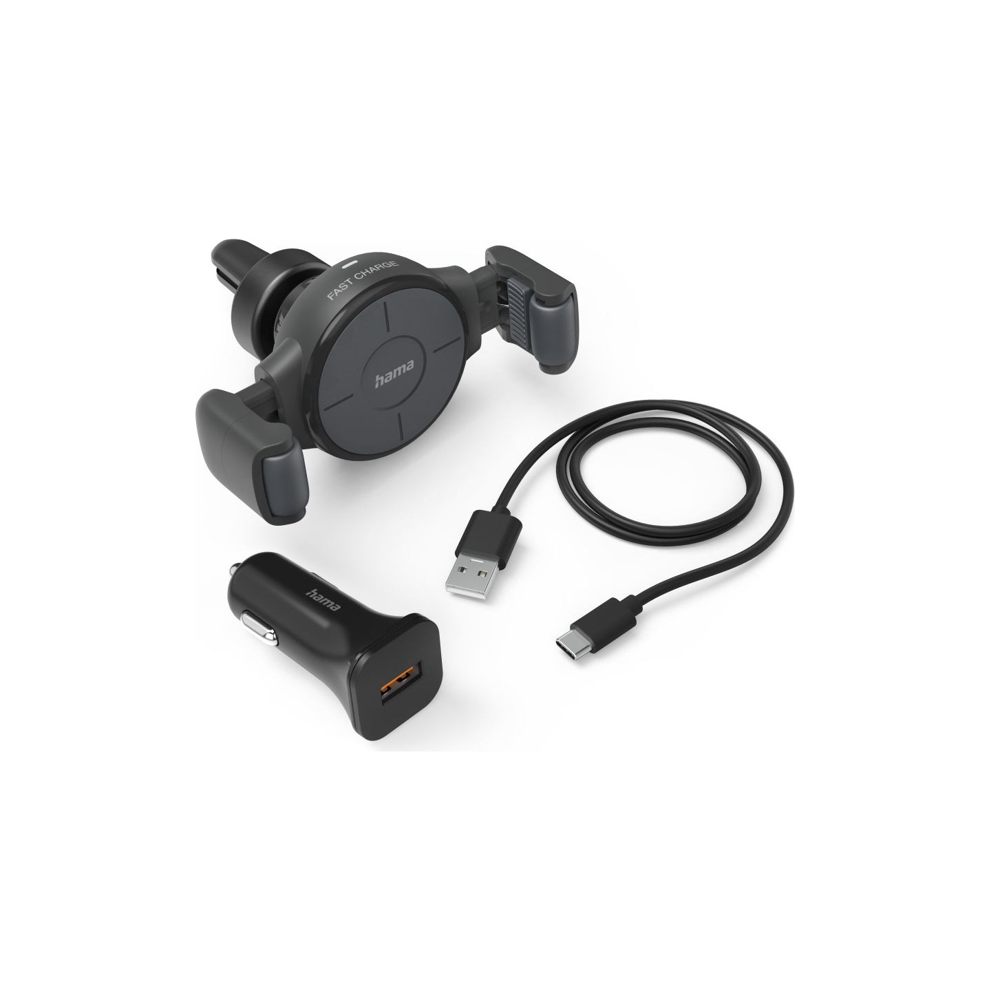 Hama 00201677 FC10 Flex-Set Car Mobile Phone Charger 10W Wireless, QI Charge, anthracite