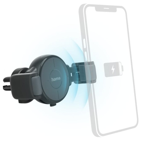 Hama 00201677 FC10 Flex-Set Car Mobile Phone Charger 10W Wireless, QI Charge, anthracite