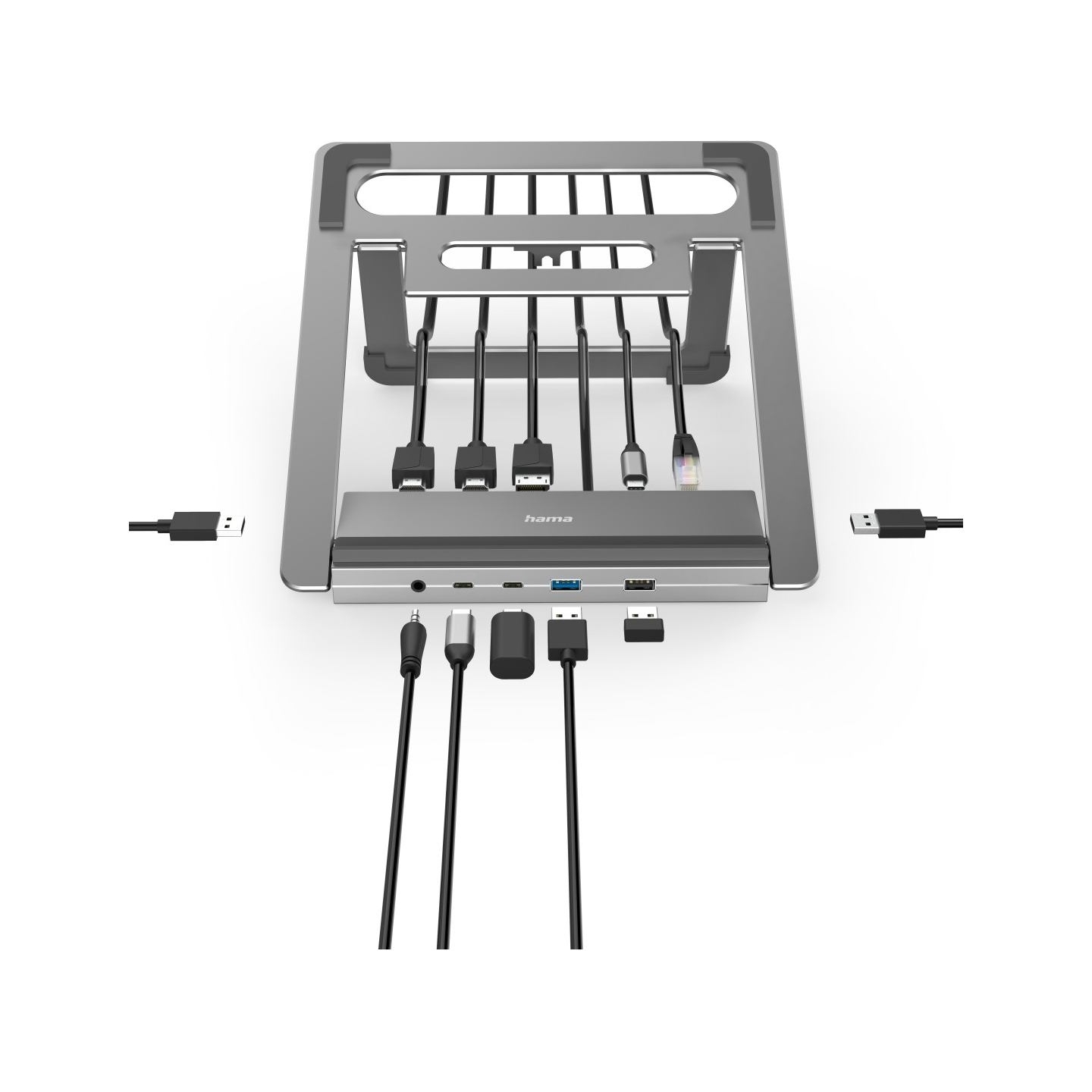 Hama 00200139 Connect2Office Stand, USB-C dock, 12 ports, 100 W, Gray