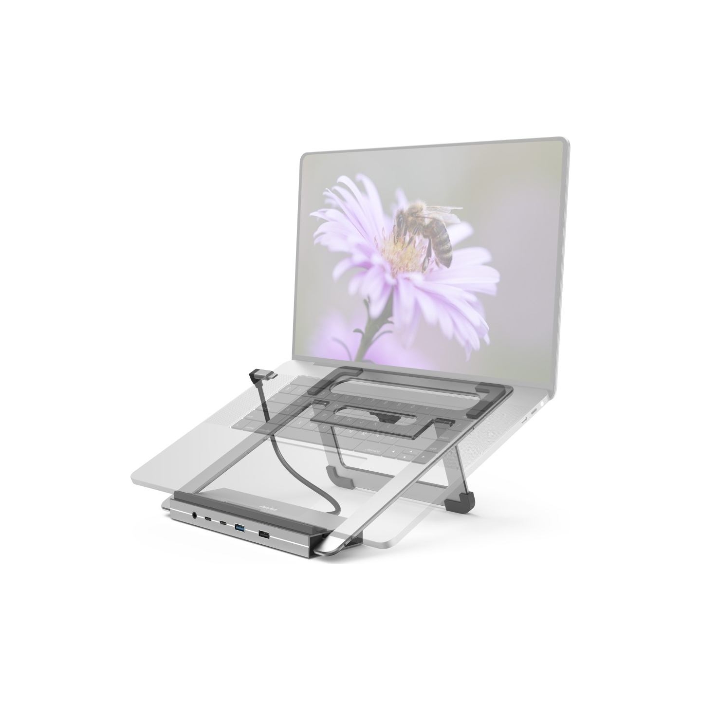 Hama 00200139 Connect2Office Stand, USB-C dock, 12 ports, 100 W, Gray