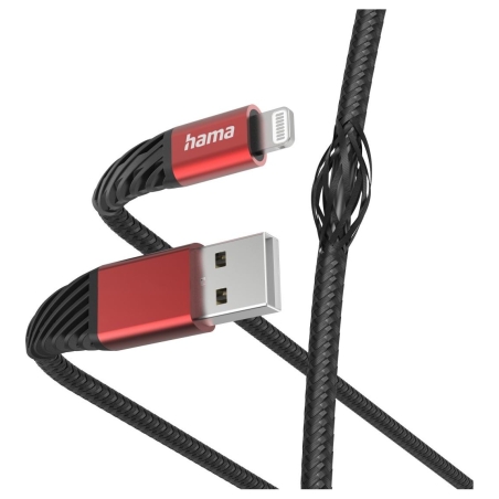 Hama 00201538 Extreme Charging Cable USB-A - Lightning 1.5m Nylon black/red