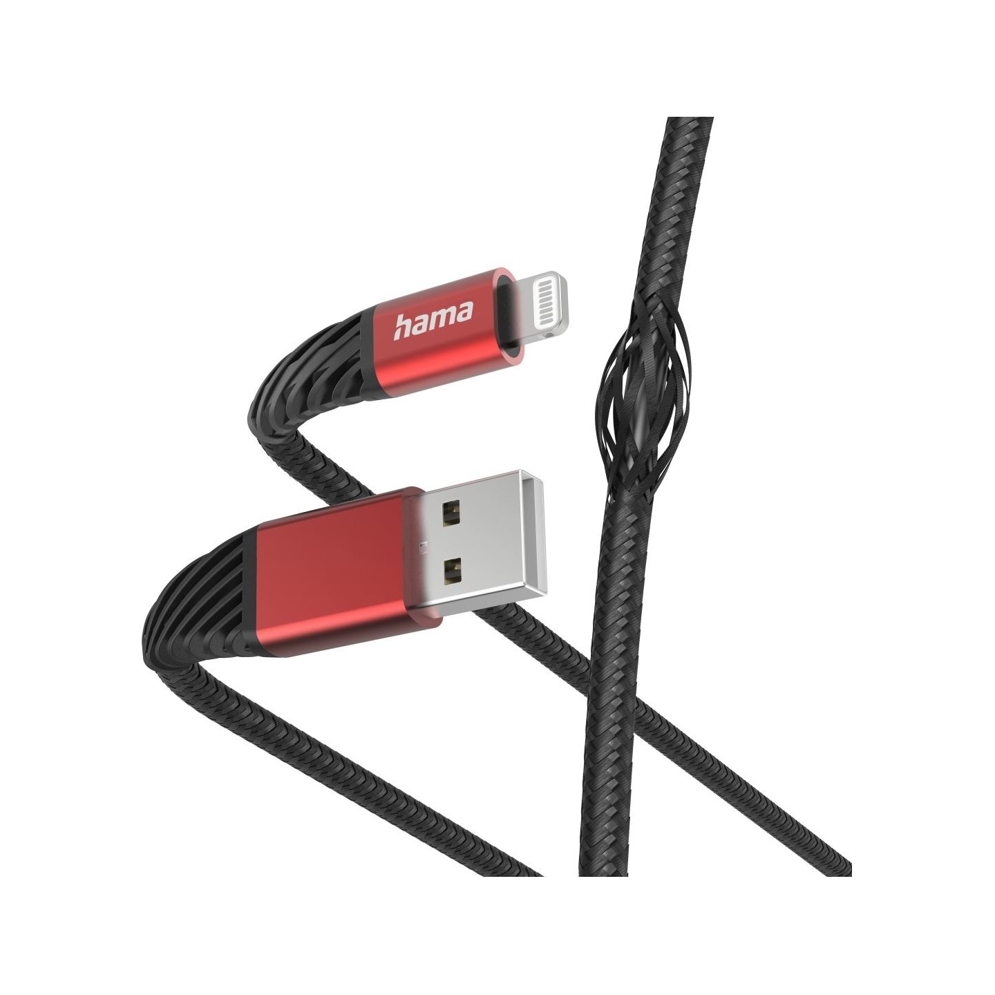 Hama 00201538 Extreme Charging Cable USB-A - Lightning 1.5m Nylon black/red