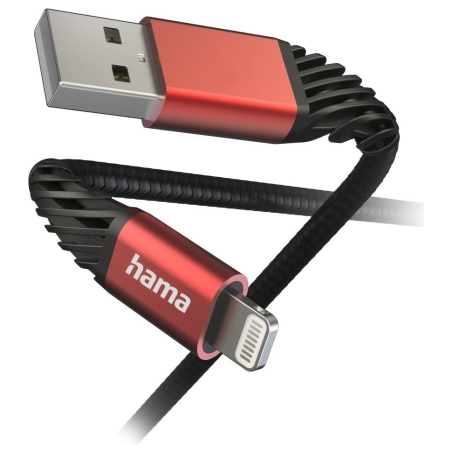 Hama 00201538 Extreme Charging Cable USB-A - Lightning 1.5m Nylon black/red