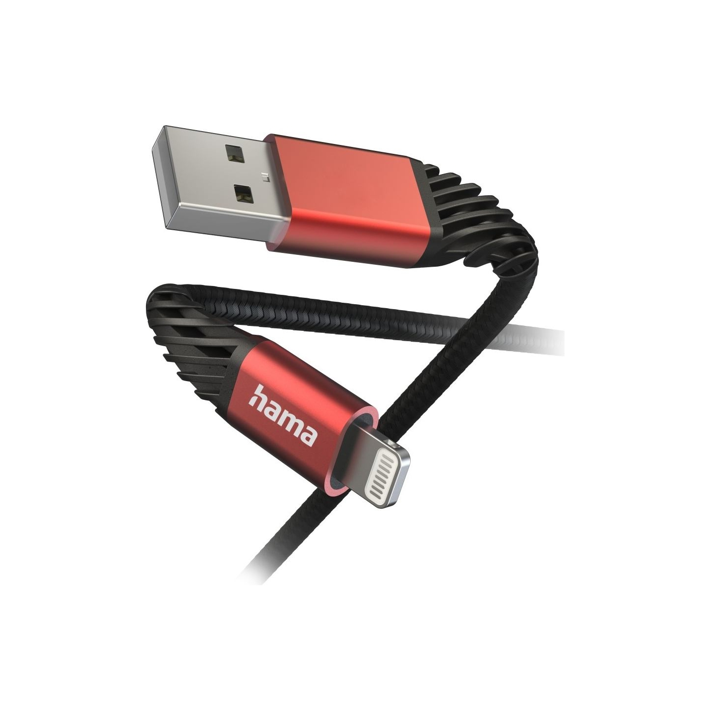 Hama 00201538 Extreme Charging Cable USB-A - Lightning 1.5m Nylon black/red