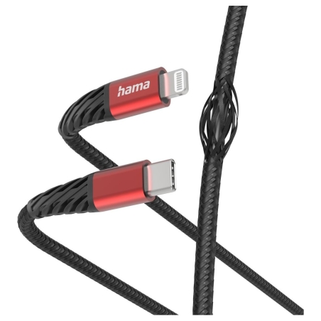Hama 00201541 Extreme Charging Cable USB-C - Lightning 1.5m Nylon black/red