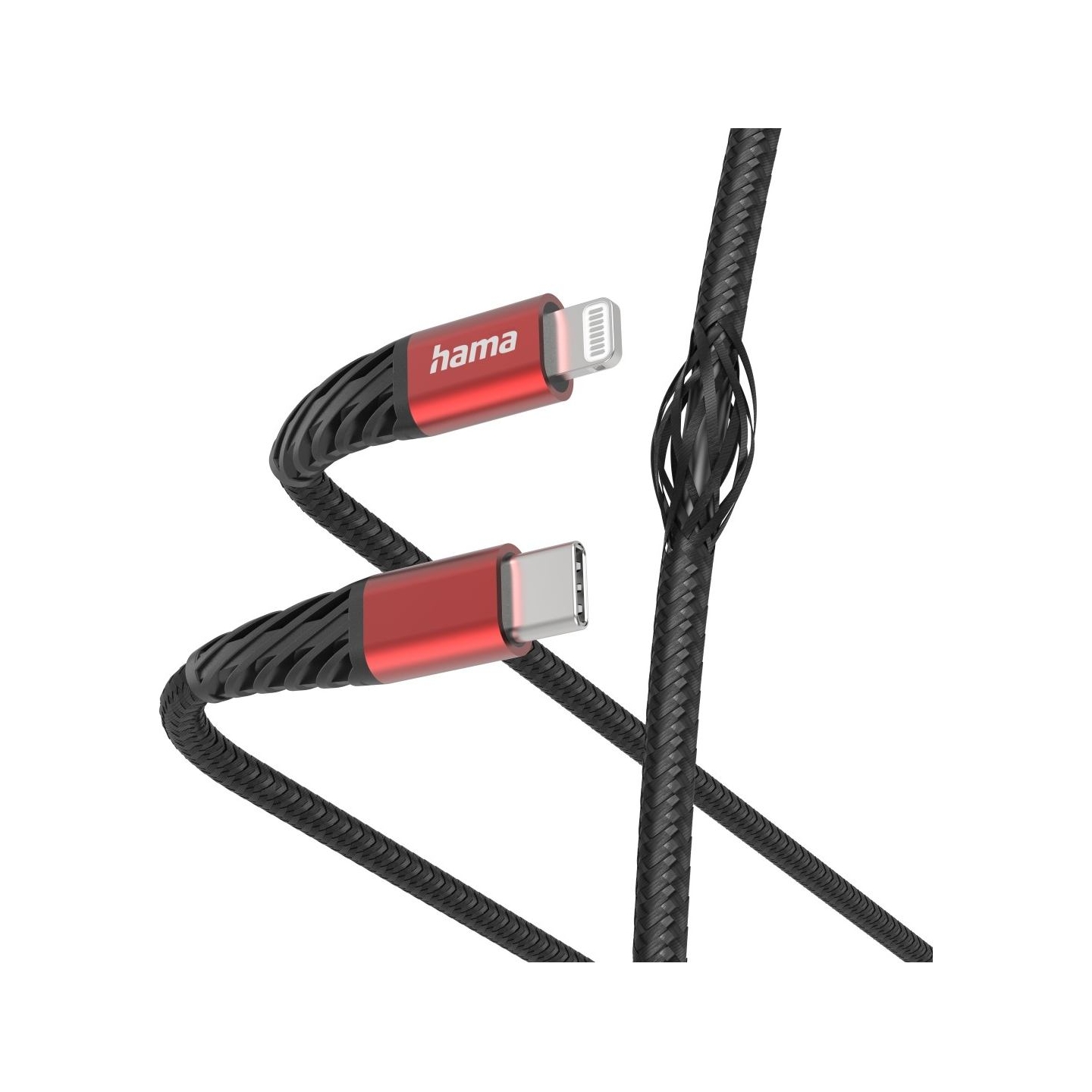Hama 00201541 Extreme Charging Cable USB-C - Lightning 1.5m Nylon black/red