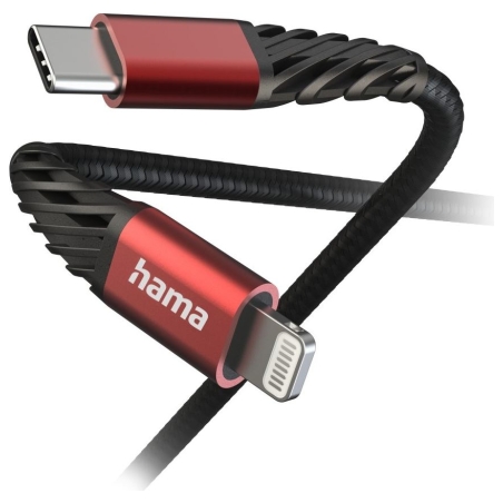 Hama 00201541 Extreme Charging Cable USB-C - Lightning 1.5m Nylon black/red