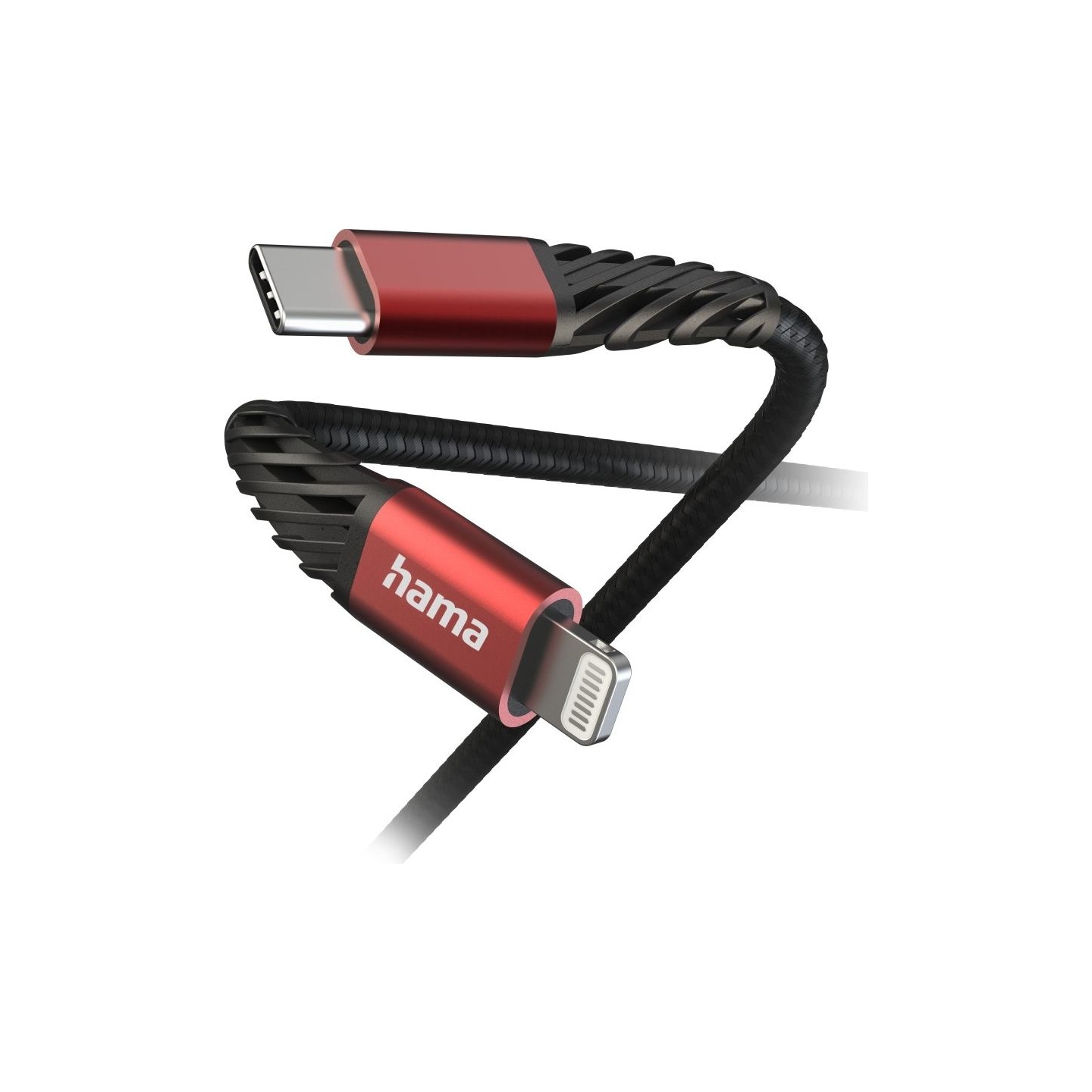 Hama 00201541 Extreme Charging Cable USB-C - Lightning 1.5m Nylon black/red