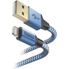 Hama 00201553 Reflective Charging Cable, USB-A - Lightning 1.5m Nylon blue