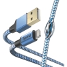 Hama 00201553 Reflective Charging Cable, USB-A - Lightning 1.5m Nylon blue