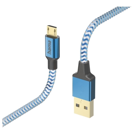 Hama 00201555 Reflective Charging Cable, USB-A - Micro-USB 1.5m Nylon blue