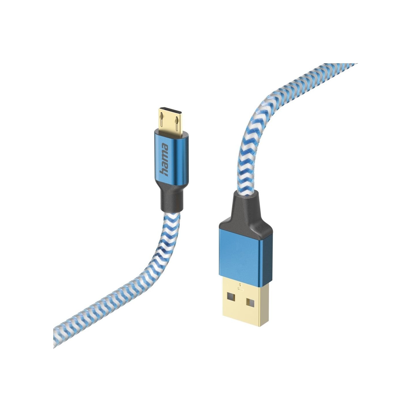 Hama 00201555 Reflective Charging Cable, USB-A - Micro-USB 1.5m Nylon blue