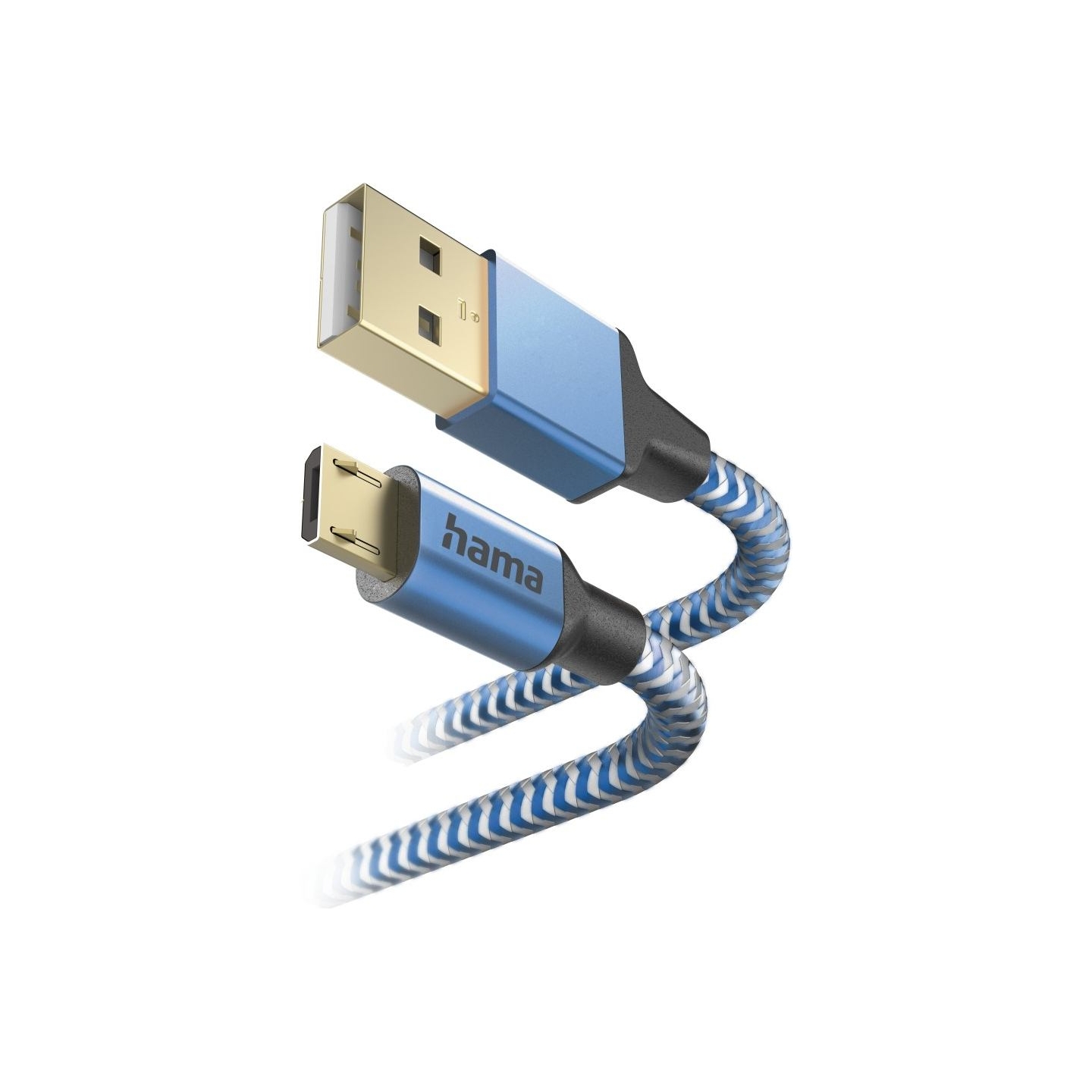 Hama 00201555 Reflective Charging Cable, USB-A - Micro-USB 1.5m Nylon blue