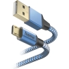 Hama 00201555 Reflective Charging Cable, USB-A - Micro-USB 1.5m Nylon blue