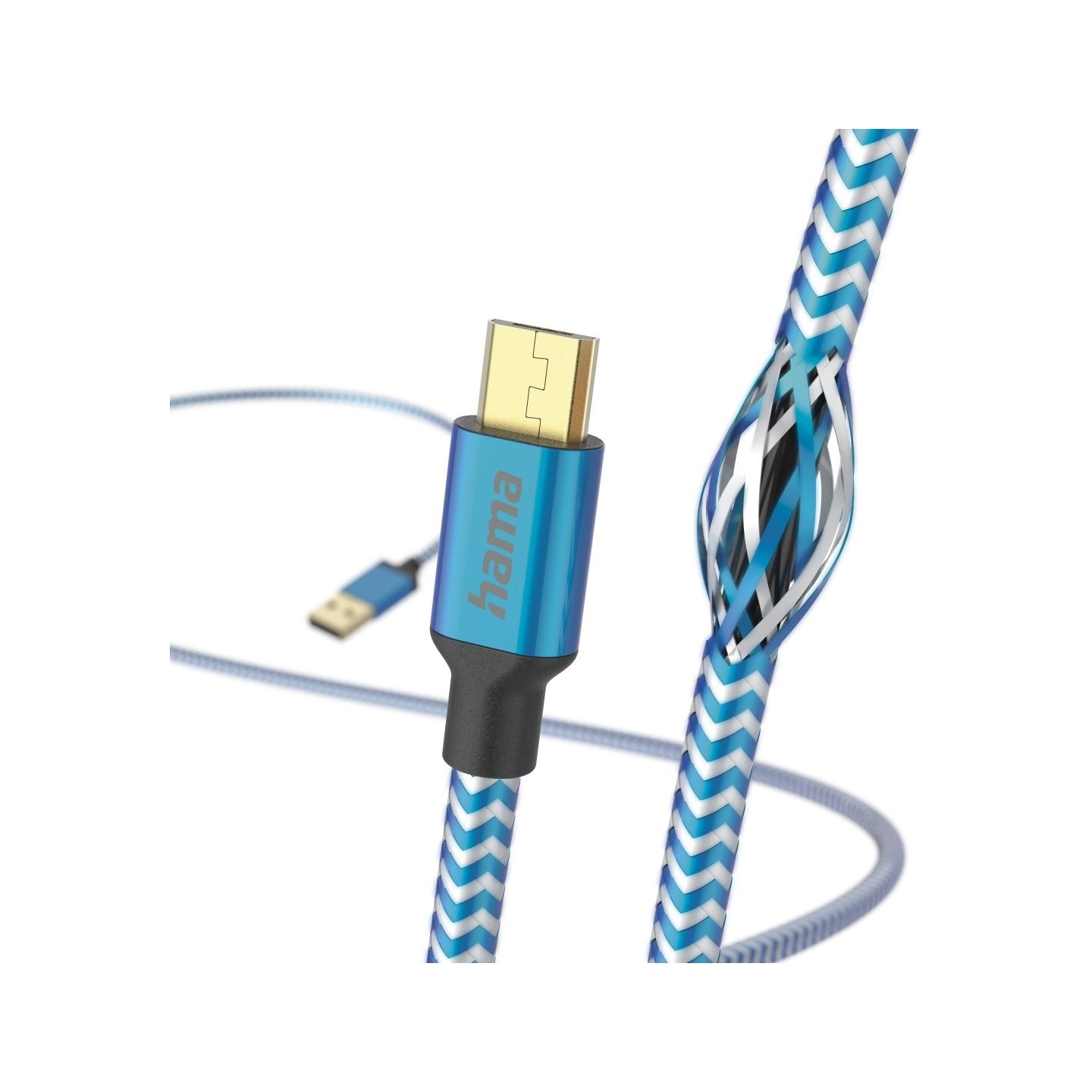 Hama 00201555 Reflective Charging Cable, USB-A - Micro-USB 1.5m Nylon blue