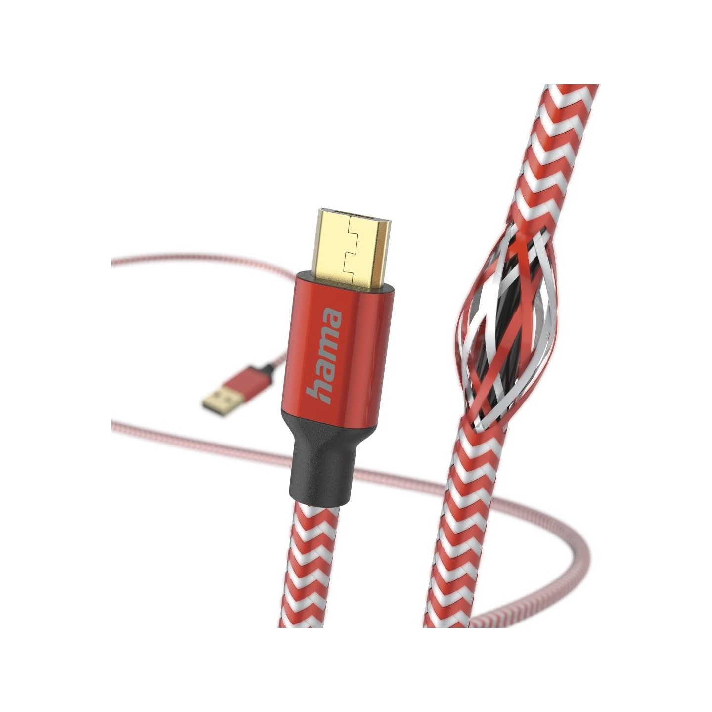 Hama 00201556 Reflective Charging Cable, USB-A - Micro-USB 1.5m Nylon red
