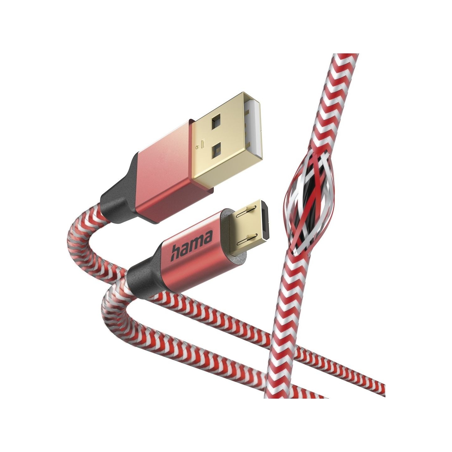 Hama 00201556 Reflective Charging Cable, USB-A - Micro-USB 1.5m Nylon red