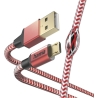Hama 00201556 Reflective Charging Cable, USB-A - Micro-USB 1.5m Nylon red